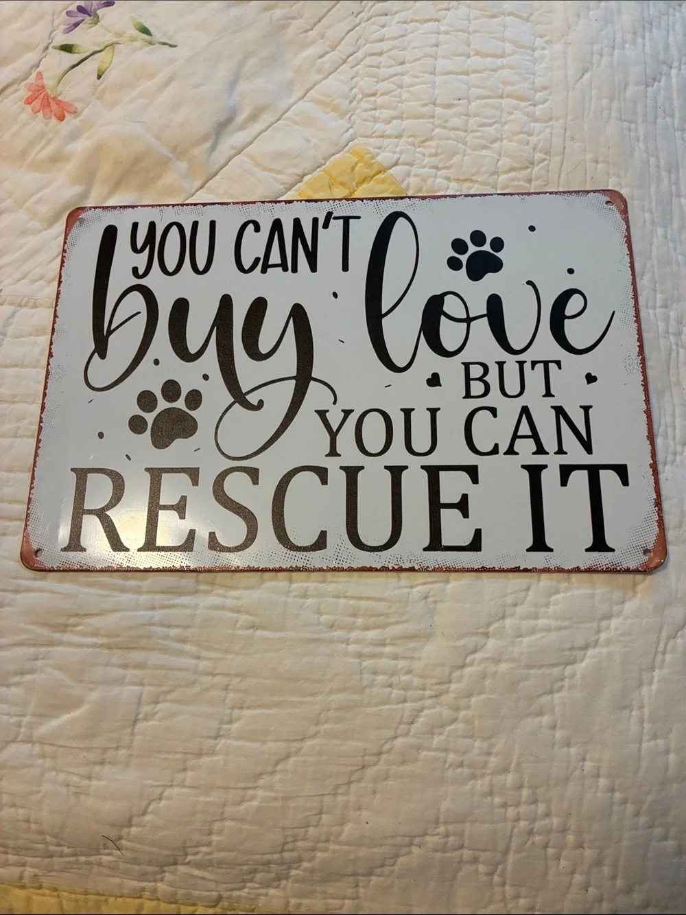 Rescue Love Decorative Wall Sign - White